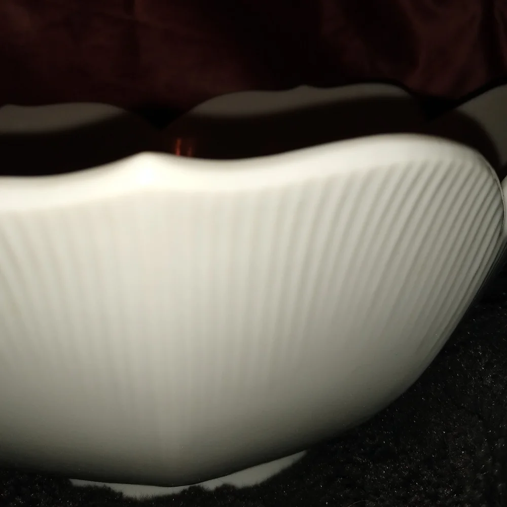 Large Lotus Serving Bowl White Pottery Big Flower Shaped Botanical Summer Dinner